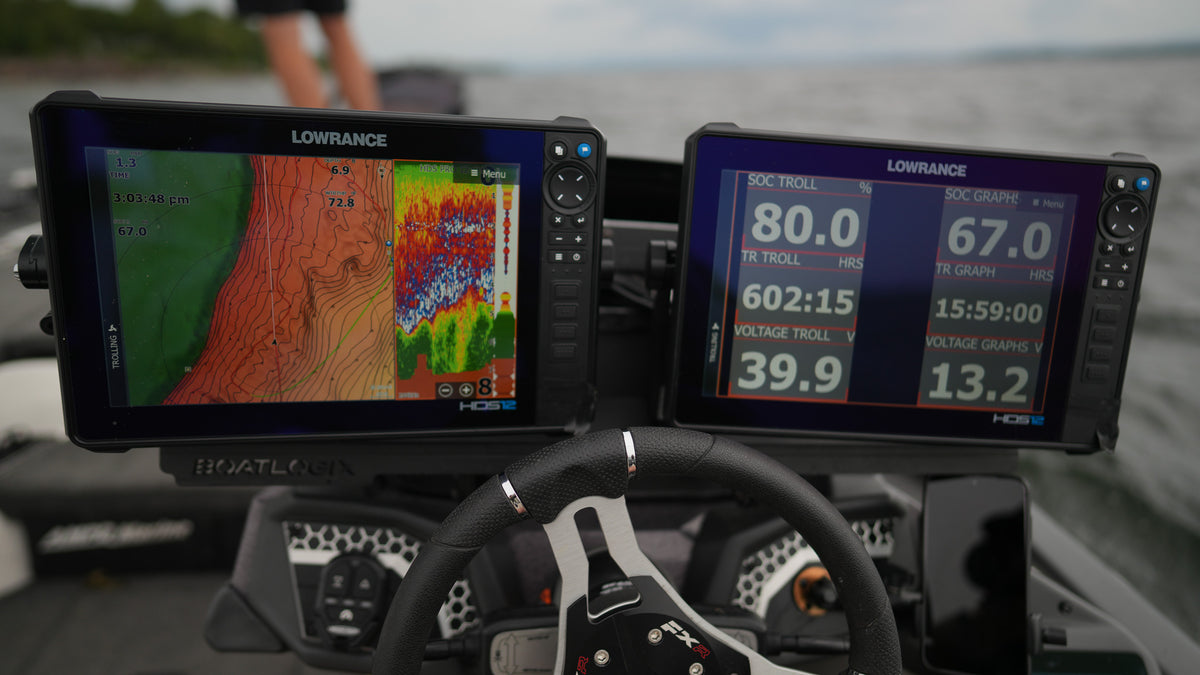 Helm display showing Alpha Line battery data