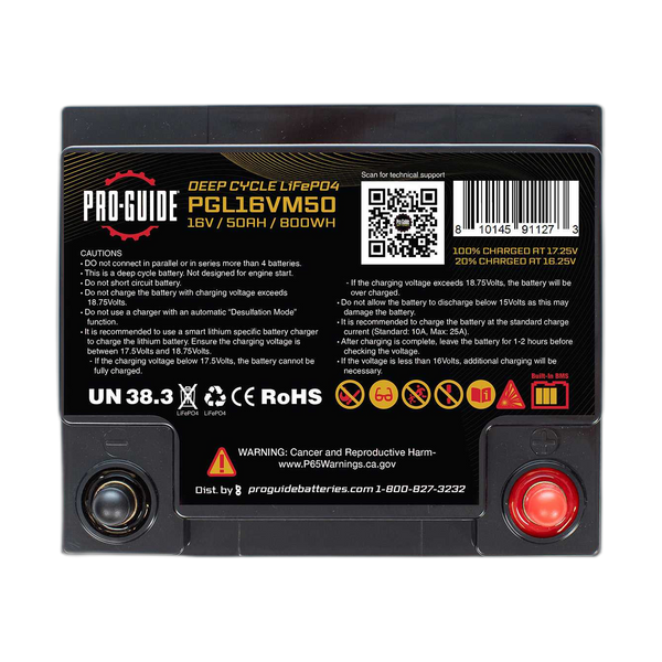 16V 50AH LiFePO4 Deep Cycle Battery